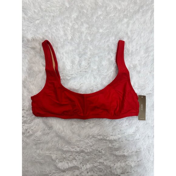 J.Crew Red Bikini Top Adjustable Back Lined Heritage Scoop Neck Bikini Top Large - Picture 10 of 10